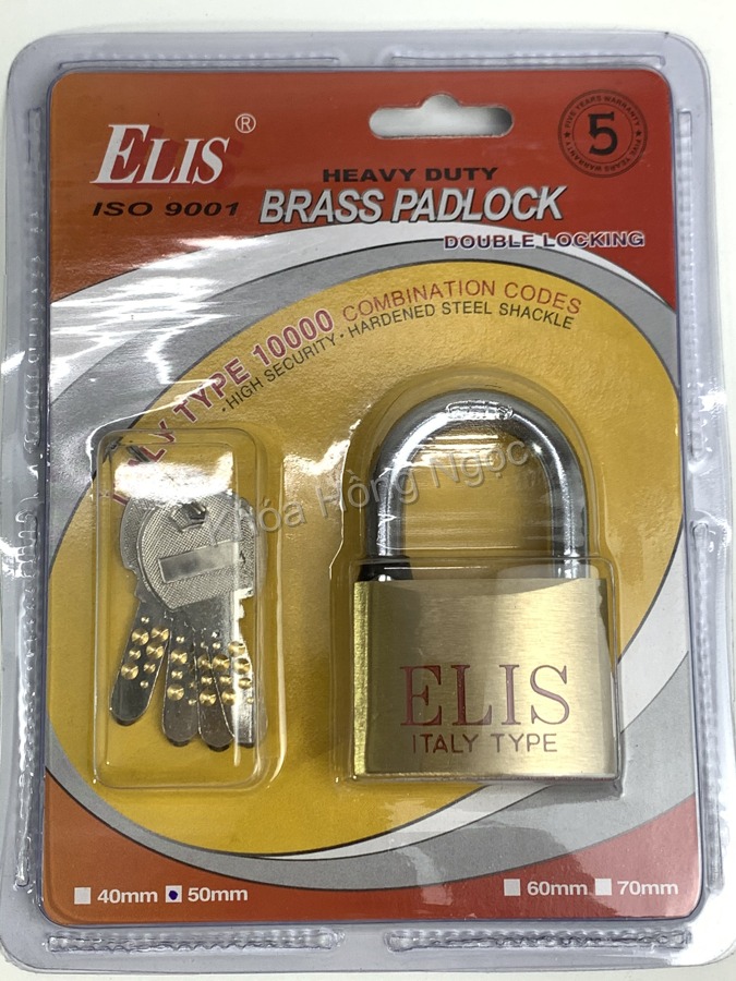 Khóa bấm Elis 50mm đồng thau chìa điện tử